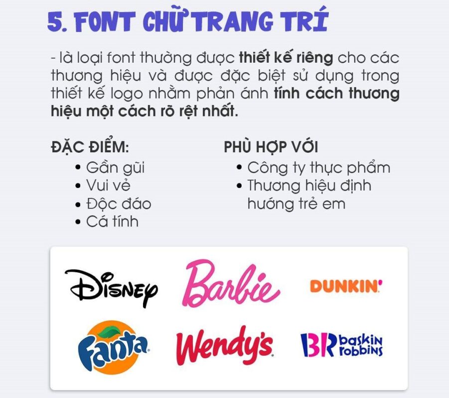 5. Font chữ Trang Trí (Decorative)